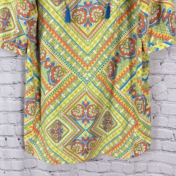 Coolibar Oceanside Tunic Dress Women XL UPF50+ Sun Protection Yellow Geo Paisley - Picture 5 of 12